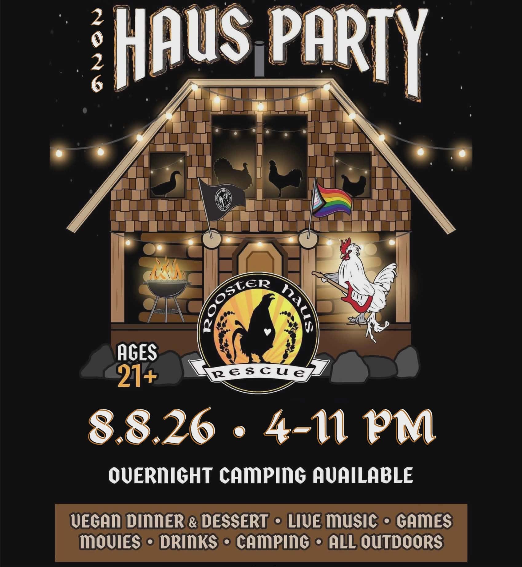 2026 Haus Party
8.8.26 4-11PM
Overnight Camping Available
Ages 21+